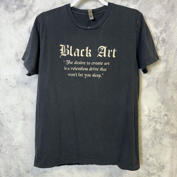 Vintage Black Art T Shirt Womens Medium Black Short Sleeve Y2K USA In The Mix - Picture 2 of 9